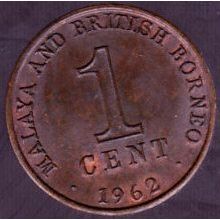 1962 Malaya and British Borneo 1 Cent Coin