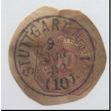 Wurttemberg Cut Square, Used, "Stuttgart" City/Date Cancel