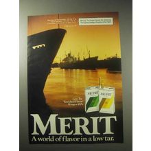 1985 Merit Cigarettes Ad - A World of Flavor in Low Tar