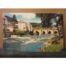 RIVER DEE AND BRIDGE, LLANGOLLEN, WALES unused postcard by J. Salmon =