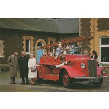 Queen Elizabeth II Royal Family With Merryweather Fire Engine Postcard