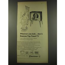 1956 Emerson Consolette Model 1176 Television Ad - cartoon by William Steig