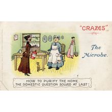 The Microbe Home Cookery Purify Cleaning Invention Old Comic Postcard