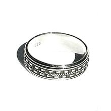 Sterling Silver Bali Dash Edge Mens Spinner Ring