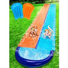 Sloosh 32.5FT Double Water Slides, Heavy Duty Lawn Slip and Slide with Sprinkler