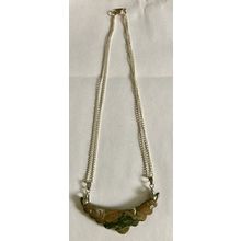 Ocean Jasper Half Moon 2 3/4" Pendant on 16" Double Chain #356
