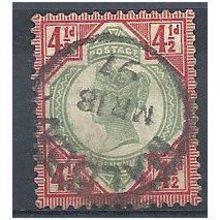 1892 - SG206 4 1/2d Green & Carmine Fine Used .