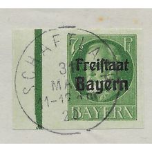 GER (BAVARIA) 1919 7.5pf 'KING LUDWIG (FREISTAAT)(IMPERFED FINE USED(EBID64-460)