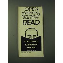 1960 National Library Week Ad - Open wonderful new worlds wake up and read
