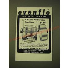 1956 Evenflo Baby Bottle Sterilizer Ad - Evenflo best by test for baby