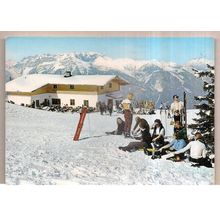 alpbach valley , AUSTRIA used vintage postcard 1970s skiing skiers =