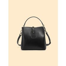 Genuine Leather Women Tote Bag Soft Handbags Black