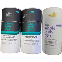 Dove Aluminum-Free Deodorant Stick Whole Body Deo 3 PACK