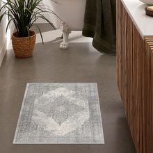 2 X 5 Gray Distressed Medallion Area Rug