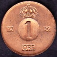 1956 Sweden 1 Ore Coin