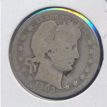1903-P Barber 90% Silver Quarter, Circulated & Ungraded