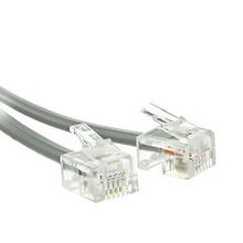 Telephone Cord (Voice), RJ11, 6P / 4C, Silver Satin, Reverse, 7 foot