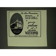 1948 Hotel Whitcomb Ad - In San Francisco