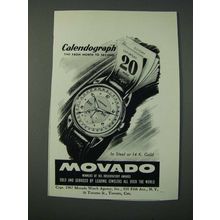 1948 Movado Calendograph Watch Ad - Time From Month to Second