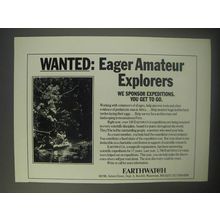 1990 Earthwatch Expeditions Ad - Wanted: Eager Amateur Explorers