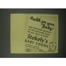 1940 STokely's Baby Foods Advertisement - Health for your baby