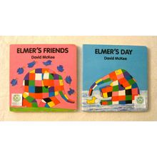 ELMER'S DAY & ELMER'S FRIENDS by DAVID McKEE ILLUSTRATED ELEPHANT BOARD BOOKS