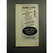 1952 The Park Lane Hotel Ad - The Park Lane presents Gala Formal Dinner Dance