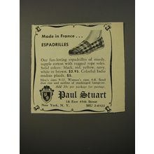 1954 Paul Stuart Espadrilles Shoes Ad - Made in France