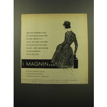 1959 I. Magnin Fashion Ad - Rare and wonderful plaid of tissue-weight wool
