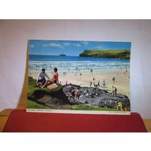 THE BEACH, POLZEATH, CORNWALL used postcard by John Hinde 1980 pm =