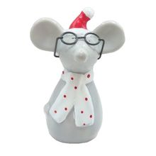 Festive Mouse Ornament Wearing Glasses 15 CM Ceramic Christmas Decoration Jesus