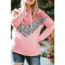 Plus Size Taupe Chevron Hooded Top
