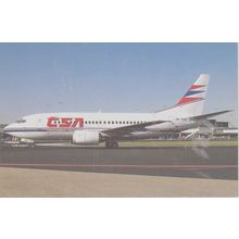 CSA Czecholovak Airlines Boeing B737 55S Civil Aircraft Postcard (QA256)