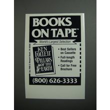 1989 Ken Follett Pillars of the Earth Book Ad - Books on Tape