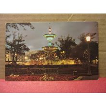 THE OLD STEINE FOUNTAIN, by night, BRIGHTON, SUSSEX unused postcard =
