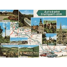 Stuttgart Autobahn German Map Postcard