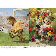 Mecki Football Soccer Player Flower Lady 2x German Postcard s