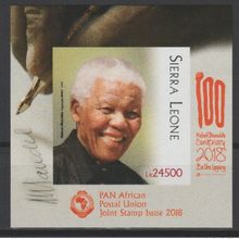 Sierra Leone 2018 Mi. ? S/S IMPERF ND Joint Issue PAPU Nelson Mandela 100 Ans