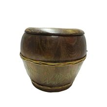 Vintage Handcrafted Solid Wood Carved Custom Made Bowl With Lid
