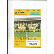 CAMBRIDGE UNITED V BRISTOL CITY 27/02/1990 FA CUP 5TH ROUND REPLAY (BS1)