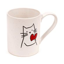 Cat Holding a Heart Stoneware Mug Ceramic 11 CM Gift Tableware Feline