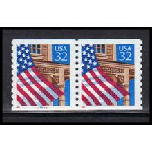 2913v 32c U.S. Flag Over Porch Very Fine MNH LGG CNP Left 45444 PA1709