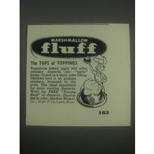1951 Marshmallow Fluff Ad - The tops of toppings
