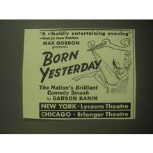 1947 Born Yesterday Play Ad - A ribaldly entertaining evening