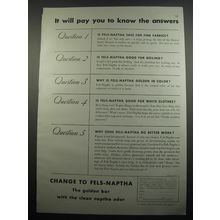 1933 Fels-Naptha Soap Ad - It will pay you to know the answers