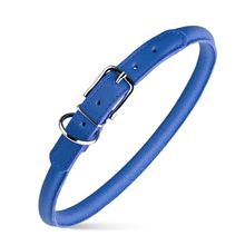 Dog Pet Round Leather Collar W1/3" - L13"-16", Royal Blue