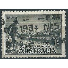 Australia 1934 SG149a 1/- Black Centenary of Victoria Good+ Used .. ..