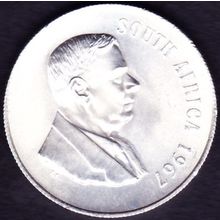 1967 South Africa 1 Rand Silver Coin English