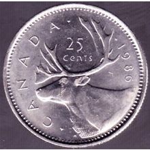 1986 Canada 25 Cents Coin