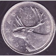 1985 Canada 25 Cents Coin